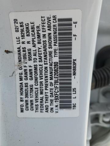 19XFC1F78LE208280 - 2020 HONDA CIVIC EXL თეთრი ფოტო 12