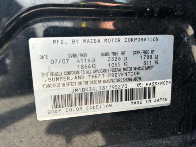 JM1BK34L381795270 - 2008 MAZDA SPEED 3 BLACK photo 10