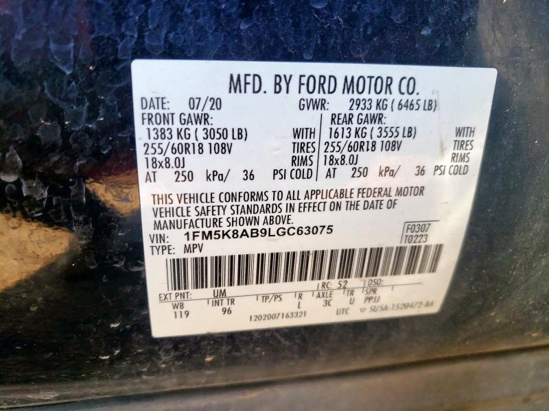 1FM5K8AB9LGC63075 - 2020 FORD EXPLORER POLICE INTERCEPTOR 双色 照片 13