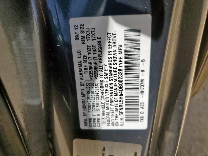 5FNRL5H64DB002328 - 2013 HONDA ODYSSEY EXL Boz foto 13