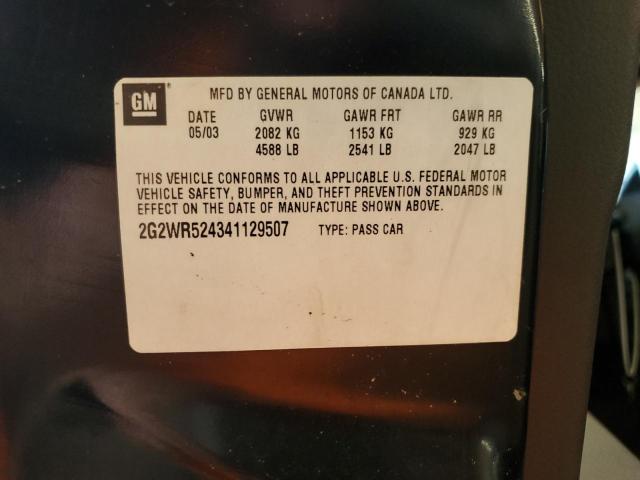 2G2WR524341129507 - 2004 PONTIAC GRAND PRIX GTP BLACK photo 12