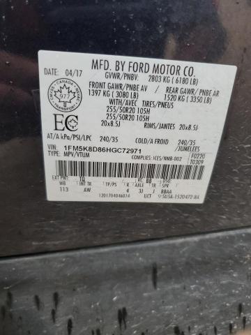 1FM5K8D86HGC72971 - 2017 FORD EXPLORER XLT BLUE photo 13