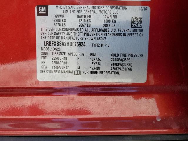 LRBFXBSA2HD075924 - 2017 BUICK ENVISION ESSENCE Qırmızı foto 13