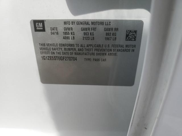 1G1ZE5ST6GF270704 - 2016 CHEVROLET MALIBU LT WHITE photo 12