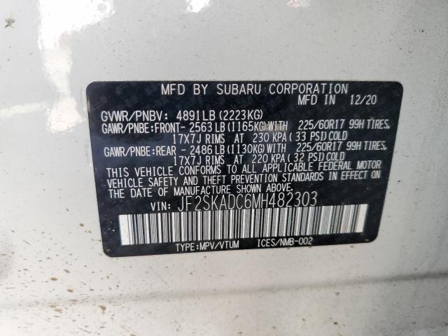 JF2SKADC6MH482303 - 2021 SUBARU FORESTER أبيض صورة 13