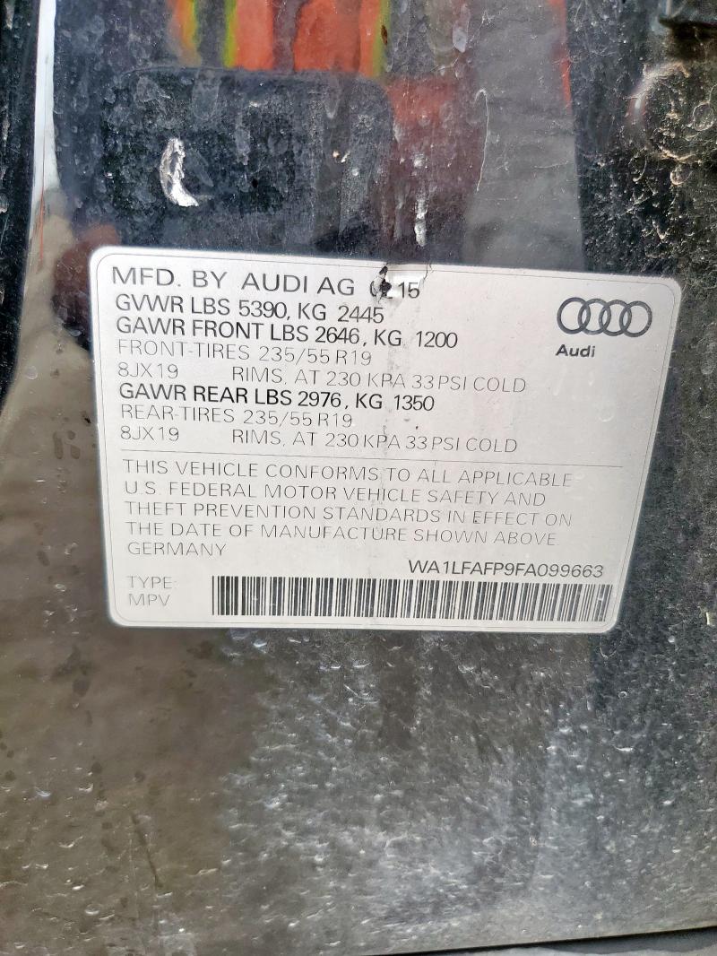 WA1LFAFP9FA099663 - 2015 AUDI Q5 PREMIUM PLUS BLACK photo 13