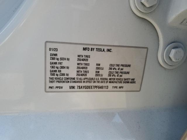 7SAYGDEE7PF646113 - 2023 TESLA MODEL Y Boz foto 14