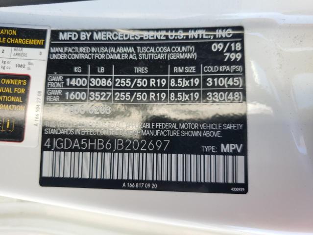 4JGDA5HB6JB202697 - 2018 MERCEDES-BENZ GLE 350 4MATIC WHITE photo 13