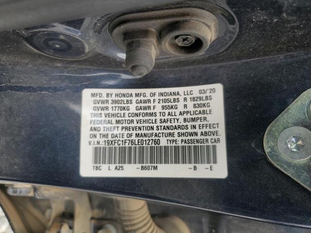 19XFC1F76LE012760 - 2020 HONDA CIVIC EXL 蓝色 照片 12