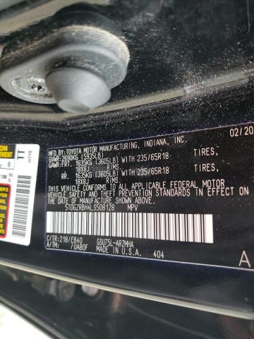 5TDGZRBH4LS508128 - 2020 TOYOTA HIGHLANDER XLE Սև լուսանկար 12