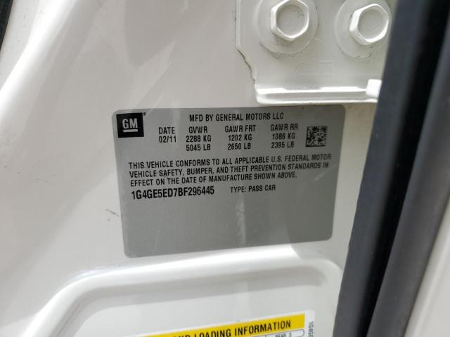 1G4GE5ED7BF296445 - 2011 BUICK LACROSSE CXS WHITE photo 12