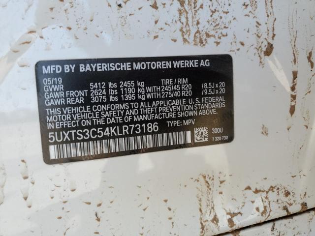 5UXTS3C54KLR73186 - 2019 BMW X3 XDRIVEM40I WHITE photo 12