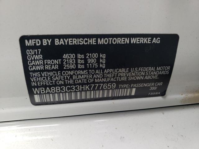 WBA8B3C33HK777659 - 2017 BMW 340 I Blanco foto 12