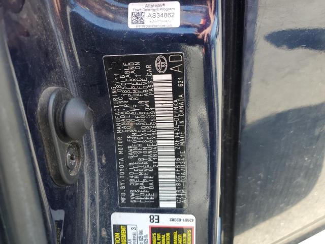 2T1BU4EEXBC665991 - 2011 TOYOTA COROLLA BASE Көк фото 12