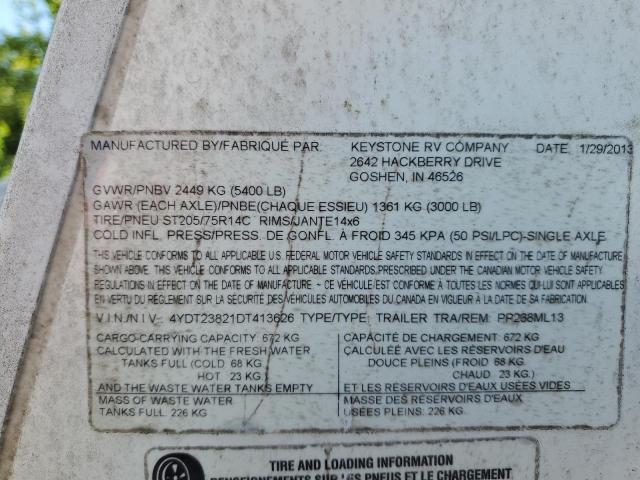 4YDT23821DT413626 - 2013 PASSPORT TRAVELTRLR BEIGE photo 10