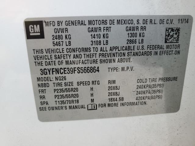 3GYFNCE39FS566864 - 2015 CADILLAC SRX PERFORMANCE COLLECTION Ақ фото 12