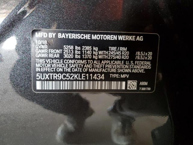 5UXTR9C52KLE11434 - 2019 BMW X3 XDRIVE30I BLACK photo 12