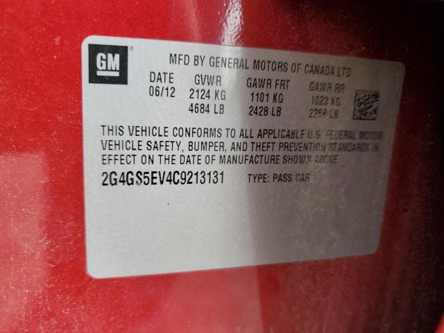 2G4GS5EV4C9213131 - 2012 BUICK REGAL PREMIUM RED photo 12