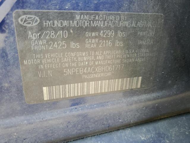 5NPEB4ACXBH061717 - 2011 HYUNDAI SONATA GLS BLUE photo 13