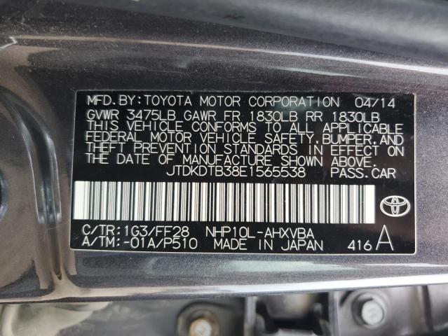 JTDKDTB38E1565538 - 2014 TOYOTA PRIUS C CHARCOAL photo 12