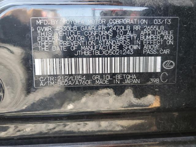 JTHBE1BLXD5021243 - 2013 LEXUS GS 350 BLACK photo 12