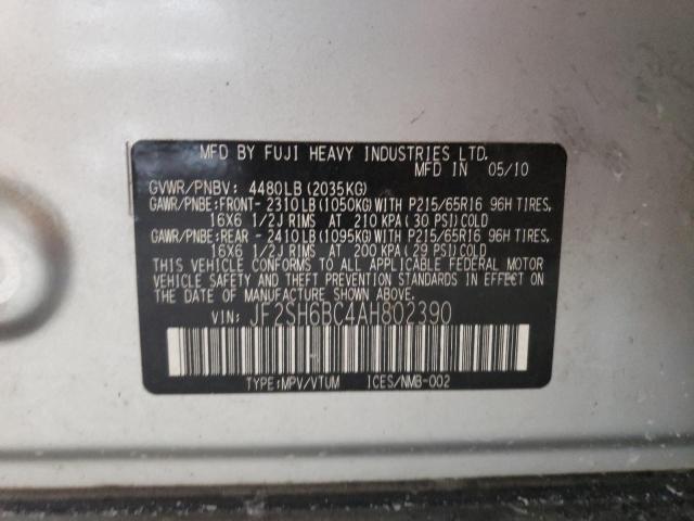 JF2SH6BC4AH802390 - 2010 SUBARU FORESTER XS Gümüş foto 12