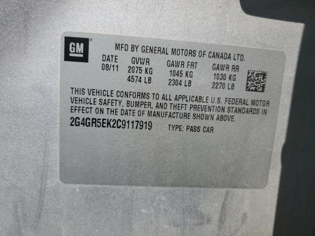 2G4GR5EK2C9117919 - 2012 BUICK REGAL SILVER photo 12