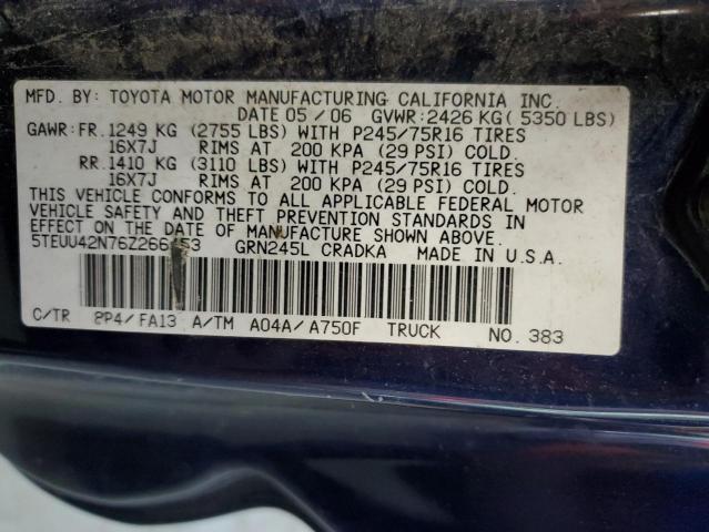 5TEUU42N76Z266453 - 2006 TOYOTA 1 TON ACCESS CAB BLUE photo 12