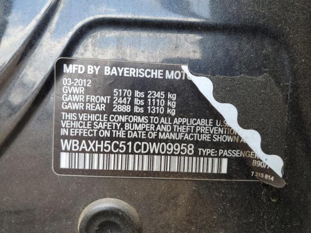 WBAXH5C51CDW09958 - 2012 BMW 528 XI CHARCOAL photo 12