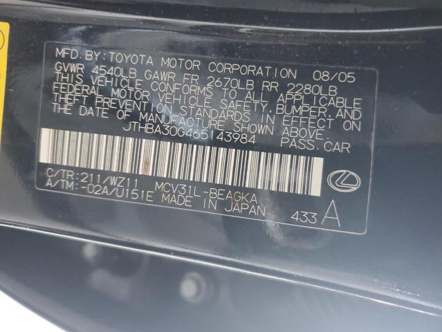 JTHBA30G465143984 - 2006 LEXUS ES 330 BLACK photo 12