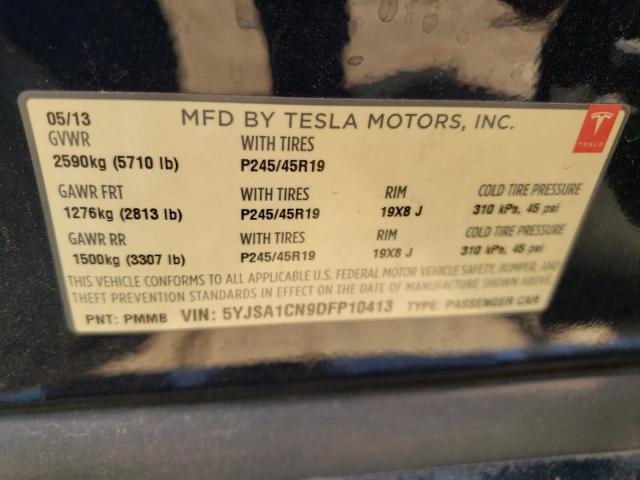 5YJSA1CN9DFP10413 - 2013 TESLA MODEL S أسود صورة 12