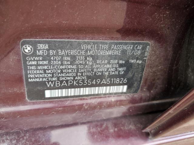 WBAPK53549A511826 - 2009 BMW 328 XI SULEV MAROON photo 12