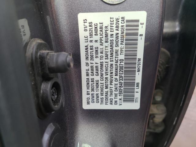 19XFB4F33FE200710 - 2015 HONDA CIVIC HYBRID L GRAY photo 12