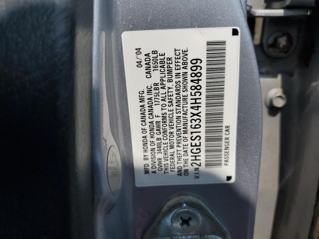 2HGES163X4H584899 - 2004 HONDA CIVIC DX VP SILVER photo 12