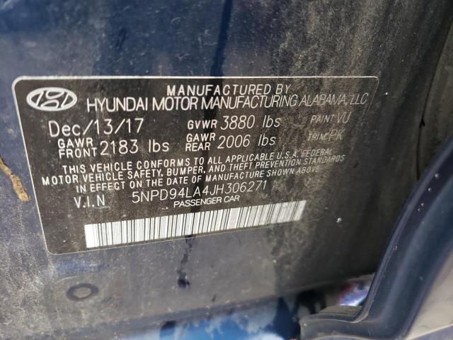 5NPD94LA4JH306271 - 2018 HYUNDAI ELANTRA ECO BLUE photo 12