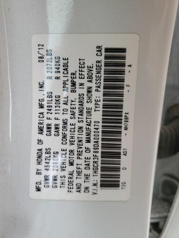 1HGCR3F89DA000470 - 2013 HONDA ACCORD EXL WHITE photo 12