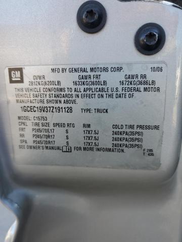 1GCEC19V37Z191128 - 2007 CHEVROLET SILVERADO C1500 CLASSIC Gümüş foto 12