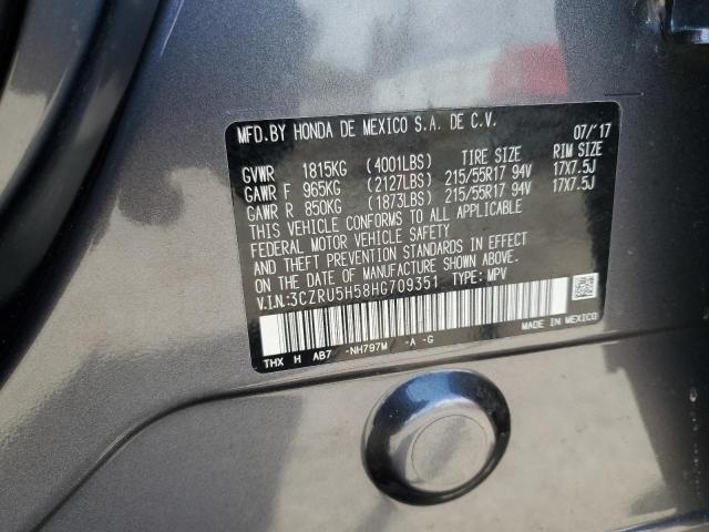 3CZRU5H58HG709351 - 2017 HONDA HR-V EX GRAY photo 12