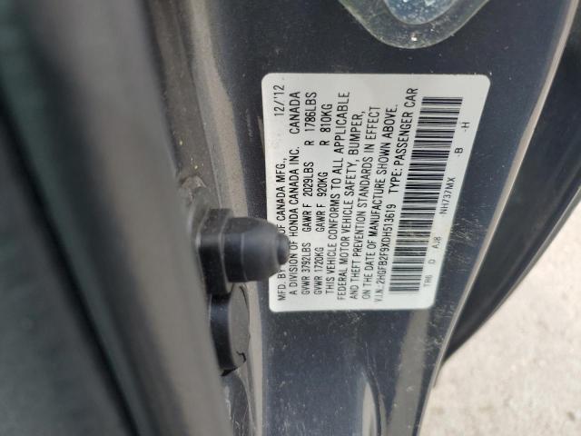 2HGFB2F9XDH513619 - 2013 HONDA CIVIC EXL GRAY photo 12