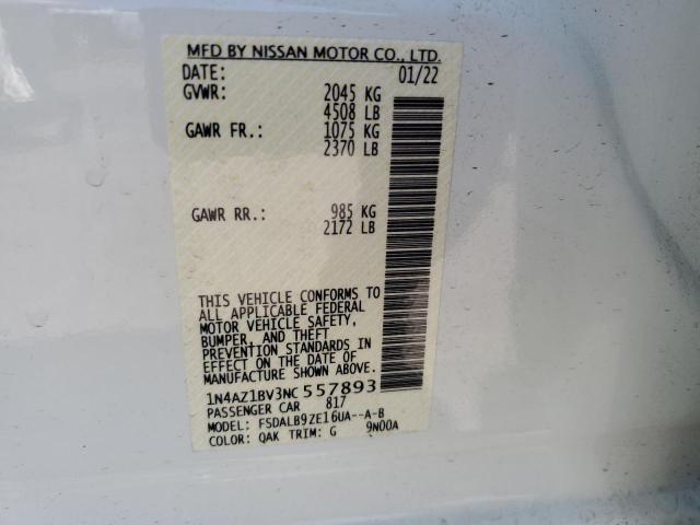 1N4AZ1BV3NC557893 - 2022 NISSAN LEAF S WHITE photo 13