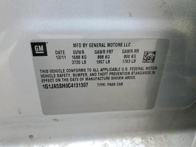 1G1JA5SH0C4131307 - 2012 CHEVROLET SONIC LS SILVER photo 12