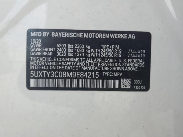 5UXTY3C08M9E84215 - 2021 BMW X3 SDRIVE30I WHITE photo 13