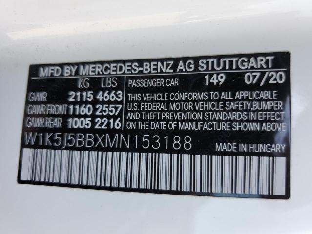 W1K5J5BBXMN153188 - 2021 MERCEDES-BENZ CLA AMG 35 4MATIC WHITE photo 12