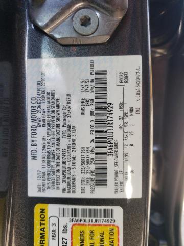 3FA6P0LU1JR174929 - 2018 FORD FUSION SE HYBRID 灰色 照片 12