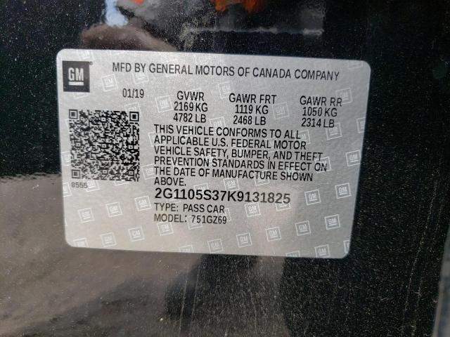 2G1105S37K9131825 - 2019 CHEVROLET IMPALA PREMIER BLACK photo 12