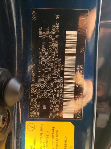 JTEDP21A440023086 - 2004 TOYOTA HIGHLANDER BASE Көк фото 10