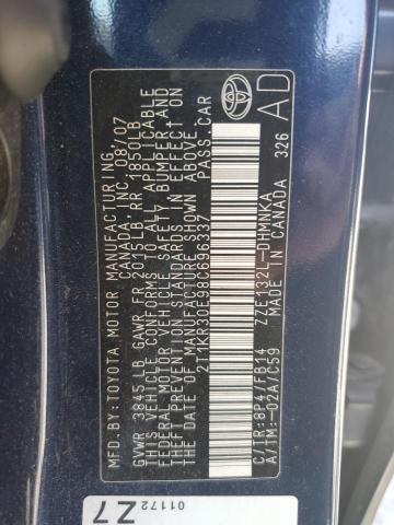 2T1KR30E98C696337 - 2008 TOYOTA COROLLA MA XR BLUE photo 12