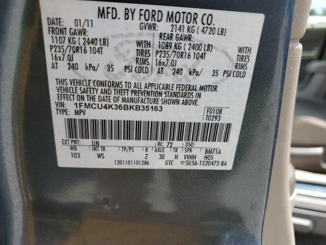 1FMCU4K36BKB35163 - 2011 FORD ESCAPE HYBRID BLUE photo 13