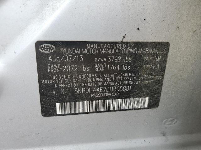 5NPDH4AE7DH395881 - 2013 HYUNDAI ELANTRA GLS SILVER photo 12