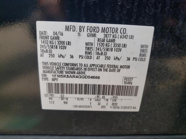 1FM5K8AR4GGD04666 - 2016 FORD EXPLORER POLICE INTERCEPTOR BLACK photo 12